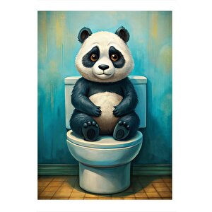 Tuvaletteki Panda Model Mdf Tablo 35cm X50cm 35x50 cm