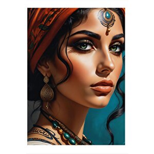 Hintli Ranee Kadın Dekoratif Ahşap Tablo 35cm X50cm 35x50 cm