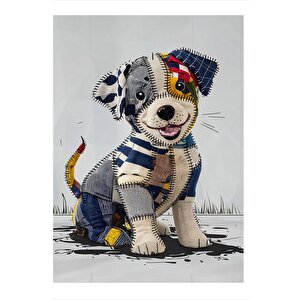 Patchwork Köpek Mdf Tablo 25cmx 35cm 25x35 cm