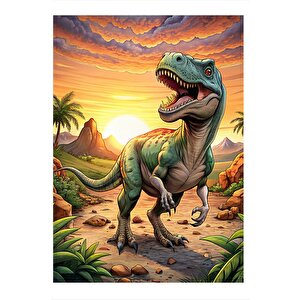 Gün Batımı Ve Trex Tasarım Ahşap Tablo 35cm X50cm 35x50 cm