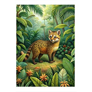 Ormanda Yavru Leopar Art Mdf Poster 25cmx 35cm 25x35 cm