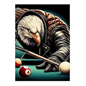 Bilardo Oynayan Beyaz Kartal Art Mdf Poster 35cm X50cm
