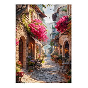 Arnavut Kaldırımlı Sokak Tasarım Ahşap Tablo 35cm X50cm 35x50 cm