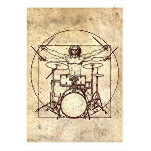 Leonardo Adam Ve Bateri Eskiz Art Mdf Tablo 35cm X50cm 35x50 cm