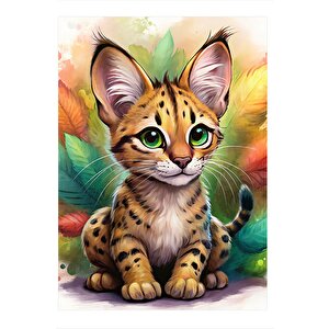 Yavru Leopar Model Ahşap Tablo 25cmx 35cm 25x35 cm