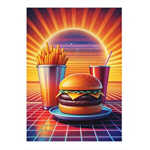 Hamburger Menüsü Mdf Tablo 35cm X50cm 35x50 cm