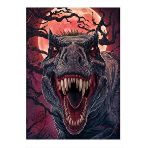 Kırmızı Ay Ve Trex Modern Mdf Tablo 35cm X50cm 35x50 cm