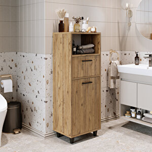 Roomart Çamaşır Sepetli Banyo Dolabı, Çok Amaçlı Çekmeceli Dolap 45 Cm
