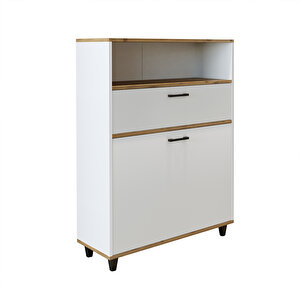 Roomart Çamaşır Sepetli Banyo Dolabı, Çok Amaçlı Çekmeceli Dolap 90 Cm