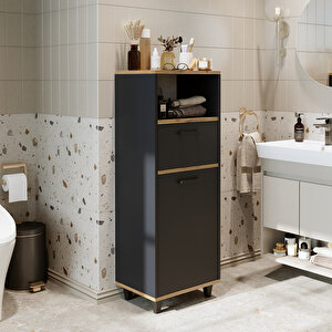 Roomart Çamaşır Sepetli Banyo Dolabı, Çok Amaçlı Çekmeceli Dolap 45 Cm