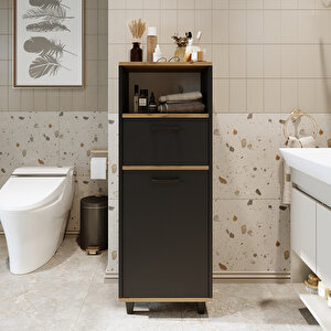 Roomart Çamaşır Sepetli Banyo Dolabı, Çok Amaçlı Çekmeceli Dolap 45 Cm