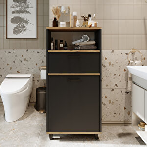 Roomart Çamaşır Sepetli Banyo Dolabı, Çok Amaçlı Çekmeceli Dolap 60 Cm