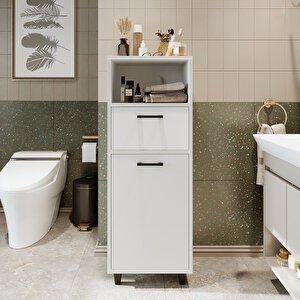 Roomart Çamaşır Sepetli Banyo Dolabı, Çok Amaçlı Çekmeceli Dolap 45 Cm