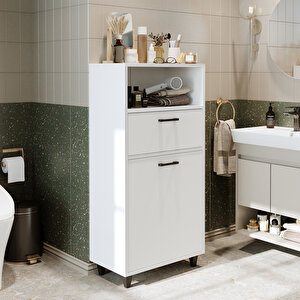 Roomart Çamaşır Sepetli Banyo Dolabı, Çok Amaçlı Çekmeceli Dolap 60 Cm
