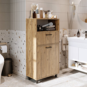 Roomart Çamaşır Sepetli Banyo Dolabı, Çok Amaçlı Çekmeceli Dolap 60 Cm
