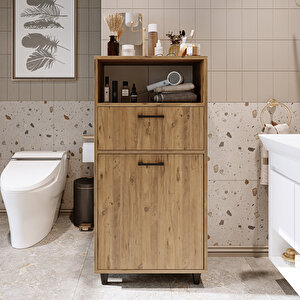Roomart Çamaşır Sepetli Banyo Dolabı, Çok Amaçlı Çekmeceli Dolap 60 Cm