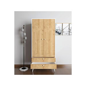 Riva Elbise Dolabı / Iki Kapaklı Çekmeceli Dolap / Gardırop