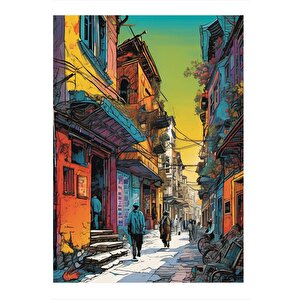 Eski Sokak Dekoratif Ahşap Tablo 25cmx 35cm 25x35 cm