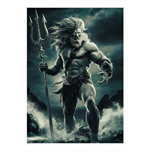 Poseidon Uygulanan Tanrısı Tasarım Mdf Tablo 25cmx 35cm 25x35 cm