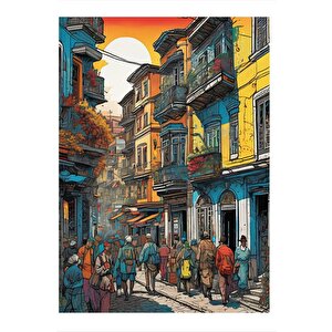 Eski Sokak Ve Eski Evler Modern Mdf Tablo 35cm X50cm 35x50 cm