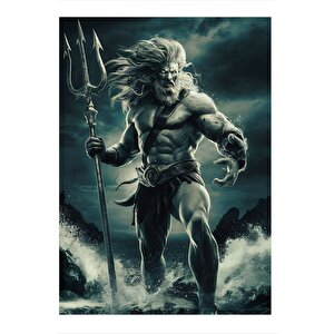 Poseidon Uygulanan Tanrısı Tasarım Mdf Tablo 50cmx 70cm 50x70 cm