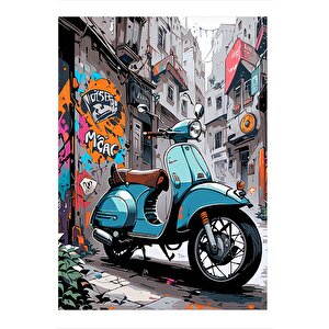 Mavi Scooter Motor Modern Mdf Tablo 25cmx 35cm 25x35 cm