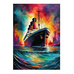 Renkli Fon Titanic Dekoratif Ahşap Tablo 25cmx 35cm 25x35 cm