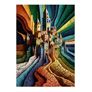 Renkli Binalar Modern Mdf Tablo 25cmx 35cm 25x35 cm