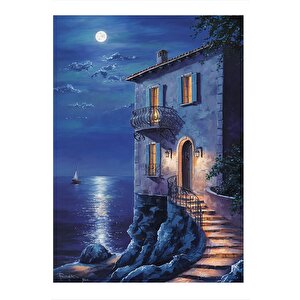 Deniz Kenarında Yamaçtaki Ev  Dekoratif Mdf Tablo 35cm X50cm 35x50 cm