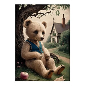 Ağaçta Dinlenen Kahverengi Ayı Dekoratif Ahşap Tablo 25cmx 35cm 25x35 cm