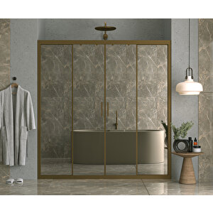 154 Cm 2 Sabit 2 Sürgü İki Duvar Arası Reflekte Aynalı Cam Bronz Profil 6mm Kabin 154 cm