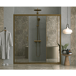 154 Cm 2 Sabit 2 Sürgü İki Duvar Arası Reflekte Aynalı Cam Bronz Profil 6mm Kabin 154 cm