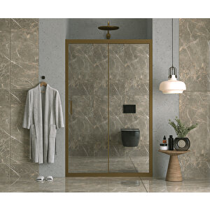 143 Cm 1 Sabit 1 Sürgü İki Duvar Arası Reflekte Cam Bronz Profil 6mm  Kabin 143 cm