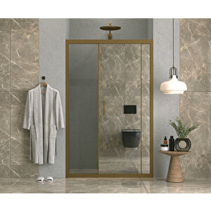 143 Cm 1 Sabit 1 Sürgü İki Duvar Arası Reflekte Cam Bronz Profil 6mm  Kabin 143 cm