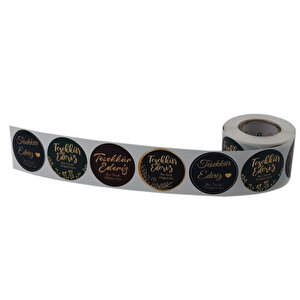 Pp Metalize Teşekkür Ederiz Etiketi 50mm Çapında 500 Adet 4 Tasarım