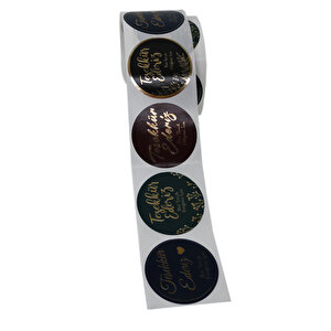 Pp Metalize Teşekkür Ederiz Etiketi 50mm Çapında 500 Adet 4 Tasarım