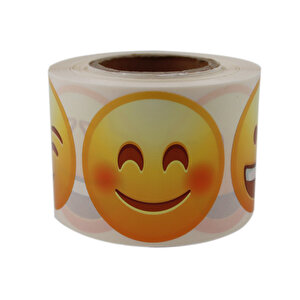 Pp Opak Emoji Etiketi 9 Farklı İfade 50mm Çap Ruloda 500 Adet