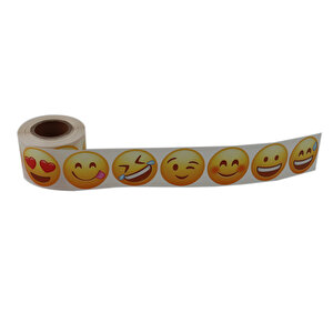 Pp Opak Emoji Etiketi 9 Farklı İfade 50mm Çap Ruloda 500 Adet