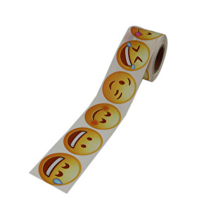 Pp Opak Emoji Etiketi 9 Farklı İfade 50mm Çap Ruloda 500 Adet