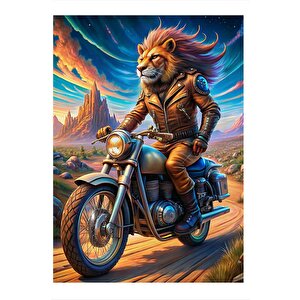 Motosikletli Aslan Mdf Tablo 35cm X50cm 35x50 cm