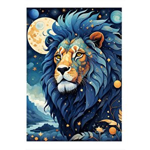 Erkek Aslan Ve Dolunay Hediyelik Mdf Tablo 25cmx 35cm 25x35 cm