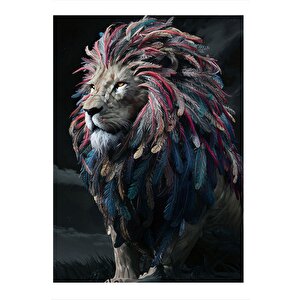 Kuş Tüylü Aslan Model Mdf Tablo 25cmx 35cm 25x35 cm