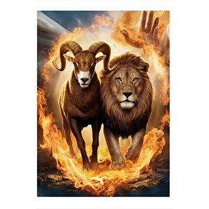 Koç Ve Aslan Burcu Art Mdf Poster 35cm X50cm 35x50 cm