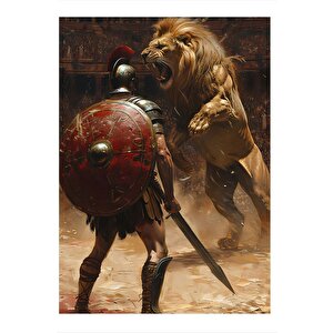 Arenadaki Aslan Dekoratif Mdf Tablo 25cmx 35cm 25x35 cm