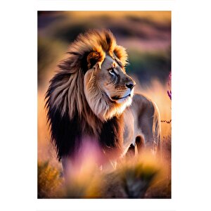 Erkek Aslan Desenli Ahşap Tablo 25cmx 35cm 25x35 cm