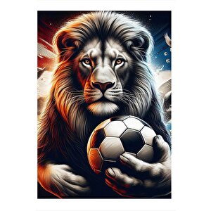 Kral Aslan Ve Futbol Model Mdf Tablo 25cmx 35cm 25x35 cm