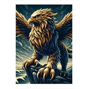 Kanatlı Aslan Gövdeli Kartal Mdf Poster 25cmx 35cm 25x35 cm