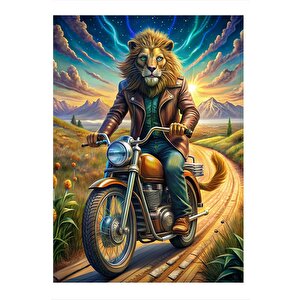 Motorcu Aslan Hediyelik Mdf Tablo 35cm X50cm 35x50 cm