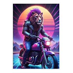 Motosiklet Ve Aslan Mdf Poster 25cmx 35cm 25x35 cm