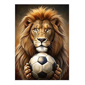 Aslan Ve Futbol Hediyelik Ahşap Tablo 35cm X50cm 35x50 cm